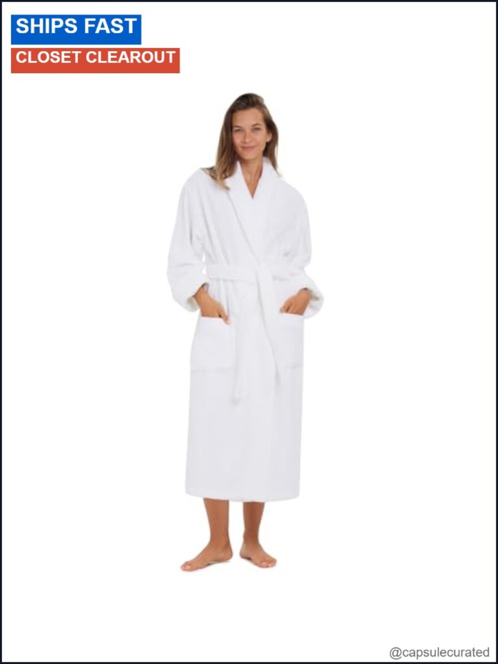 Terry Shawl Collar Bathrobe Unisex Full Length Spa Robe